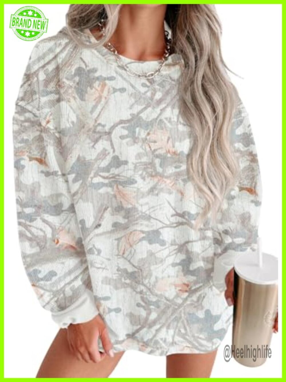 Oversized Corduroy Crewneck Sweatshirt Womens Long Sleeve Pullover